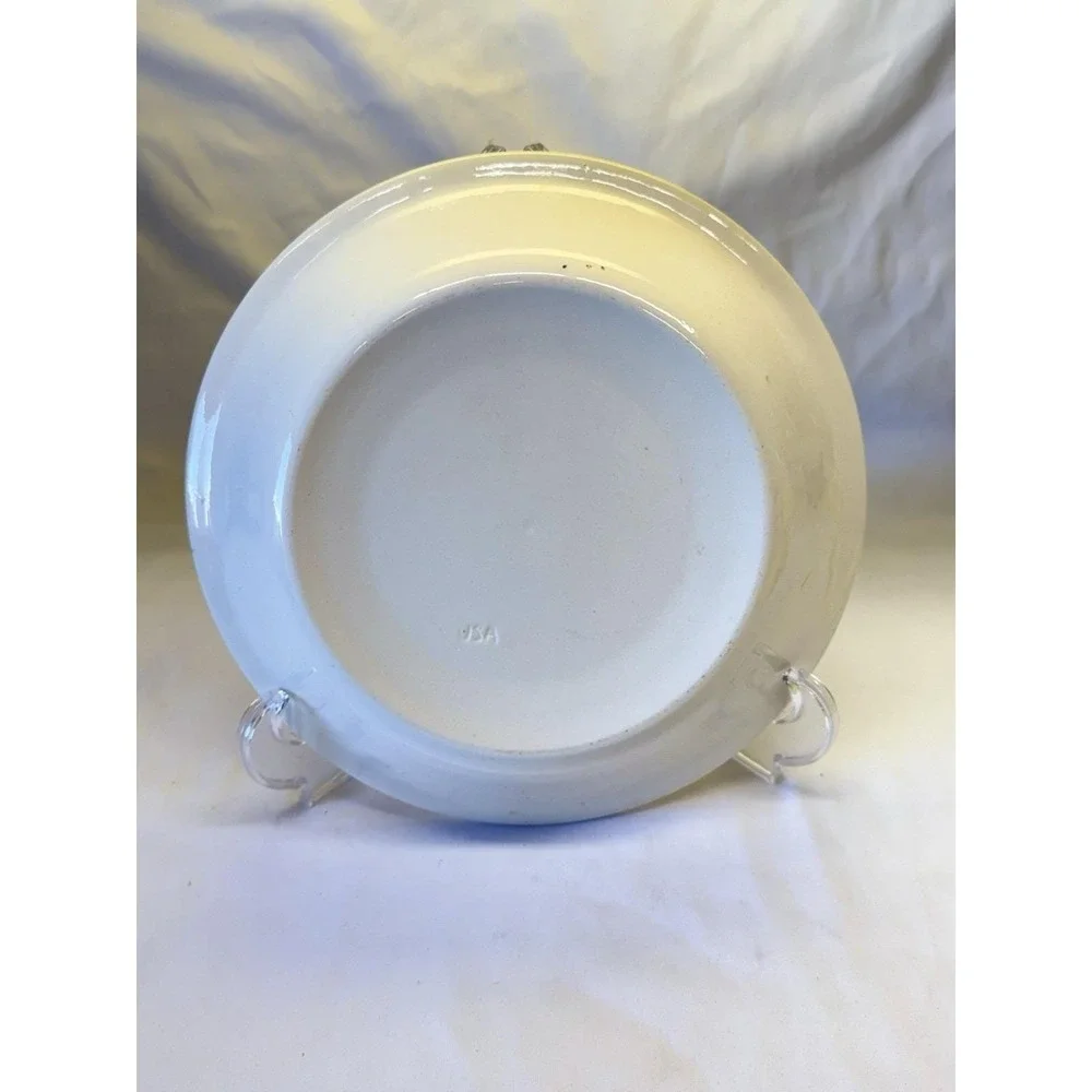 VTG Cherry Pie Recipe Ceramic Pie Dish White Red Black Made In USA